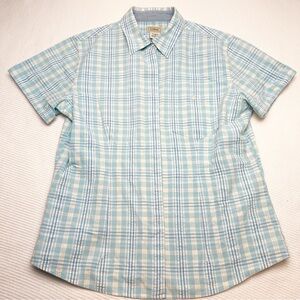 LL Bean short sleeved Plaid Buttonup Shirt Womens